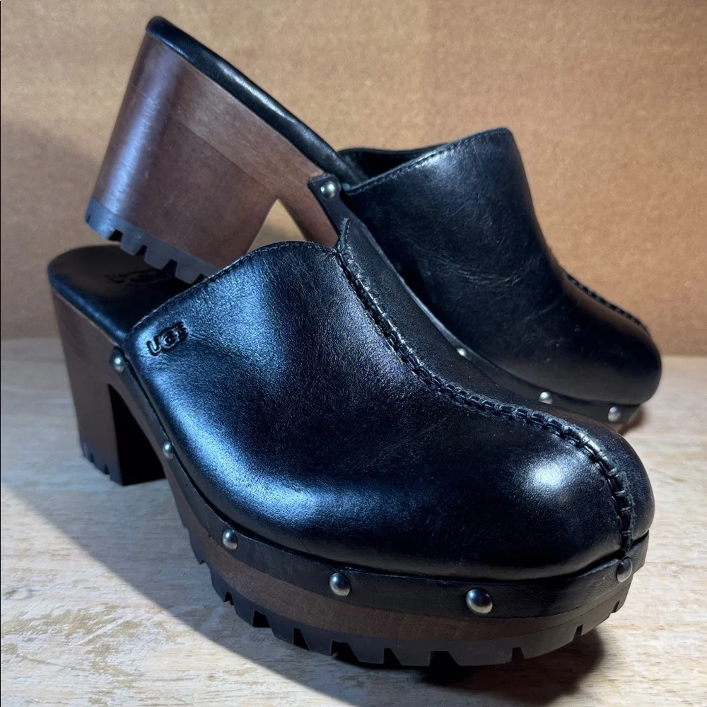 UGG clogs, black leather, studded. Size 9M - Picture 15 of 15